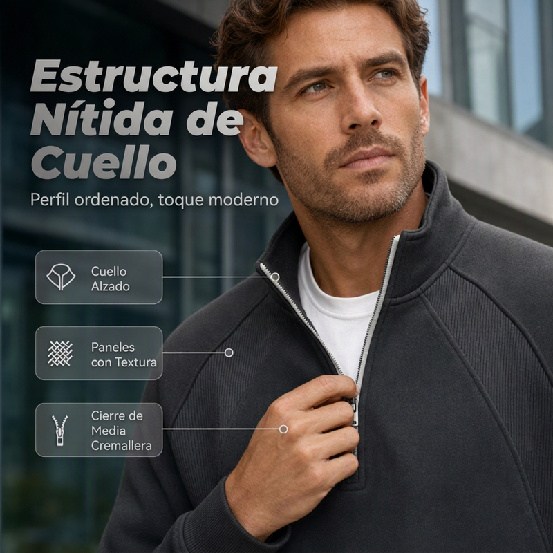 Sudadera Cálida con Media Cremallera para Hombre Corte Holgado
