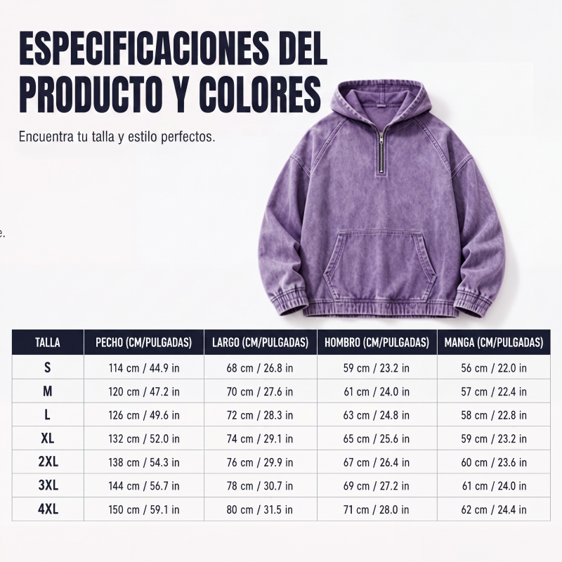 Sudadera con Capucha y Media Cremallera Efecto Mezclilla para Hombre