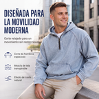 Sudadera con Capucha y Media Cremallera Efecto Mezclilla para Hombre