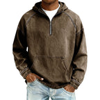 Sudadera con Capucha y Media Cremallera Efecto Mezclilla para Hombre