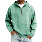 Sudadera con Capucha y Media Cremallera Efecto Mezclilla para Hombre