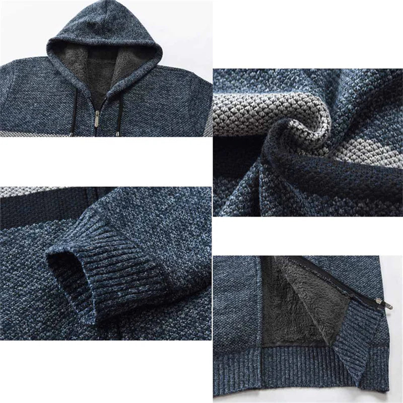 Sudadera con Capucha a Rayas para Hombre Forrada