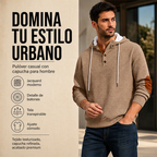 Sudadera Jacquard con Capucha y Botones para Hombre