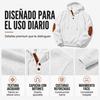Sudadera Jacquard con Capucha y Botones para Hombre