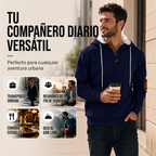 Sudadera Jacquard con Capucha y Botones para Hombre