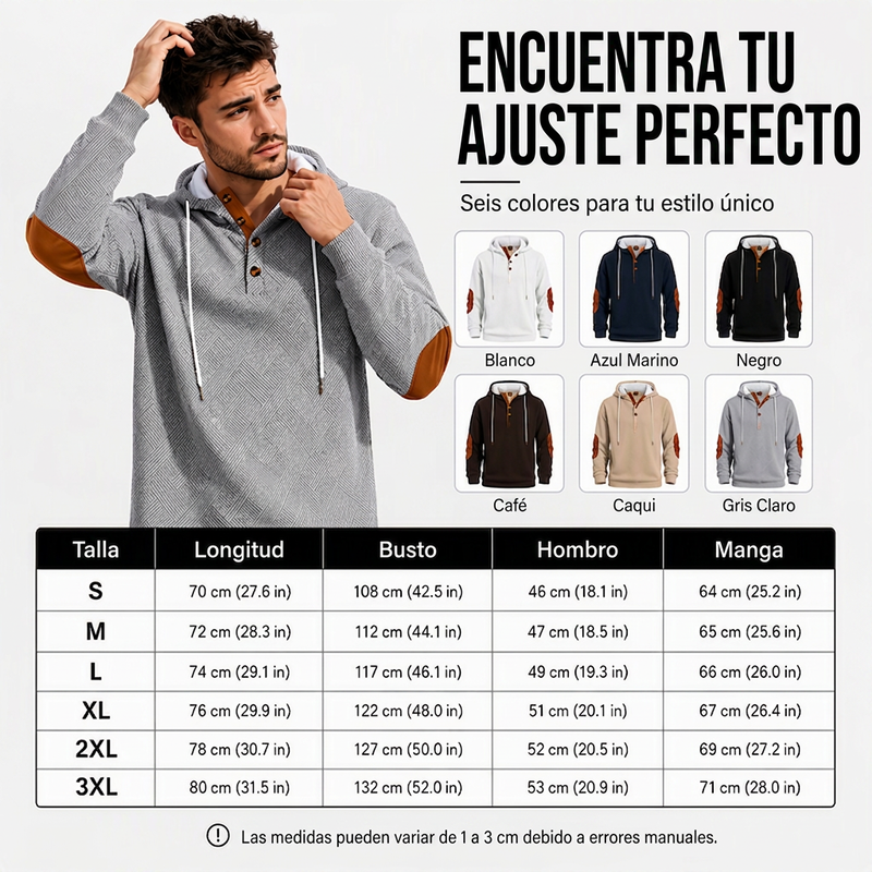 Sudadera Jacquard con Capucha y Botones para Hombre