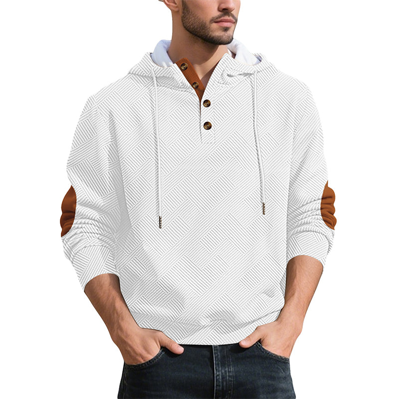 Sudadera Jacquard con Capucha y Botones para Hombre