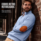 Sudadera Jacquard Retro para Hombre con Cuello Alto y Coderas