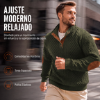 Sudadera Jacquard Retro para Hombre con Cuello Alto y Coderas