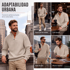 Sudadera Jacquard Retro para Hombre con Cuello Alto y Coderas