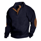 Sudadera Jacquard Retro para Hombre con Cuello Alto y Coderas