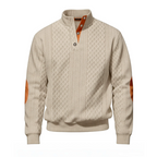 Sudadera Jacquard Retro para Hombre con Cuello Alto y Coderas