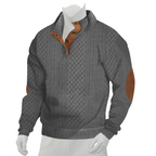 Sudadera Jacquard Retro para Hombre con Cuello Alto y Coderas