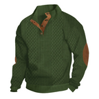 Sudadera Jacquard Retro para Hombre con Cuello Alto y Coderas