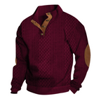 Sudadera Jacquard Retro para Hombre con Cuello Alto y Coderas