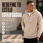 Sudadera de Pana con Capucha y Media Cremallera para Hombre