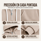 Sudadera de Pana con Capucha y Media Cremallera para Hombre