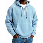 Sudadera de Pana con Capucha y Media Cremallera para Hombre