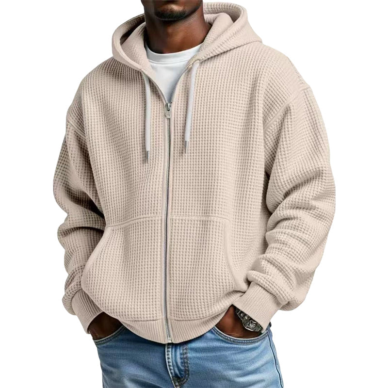Sudadera Waffle con Capucha y Cierre para Hombre