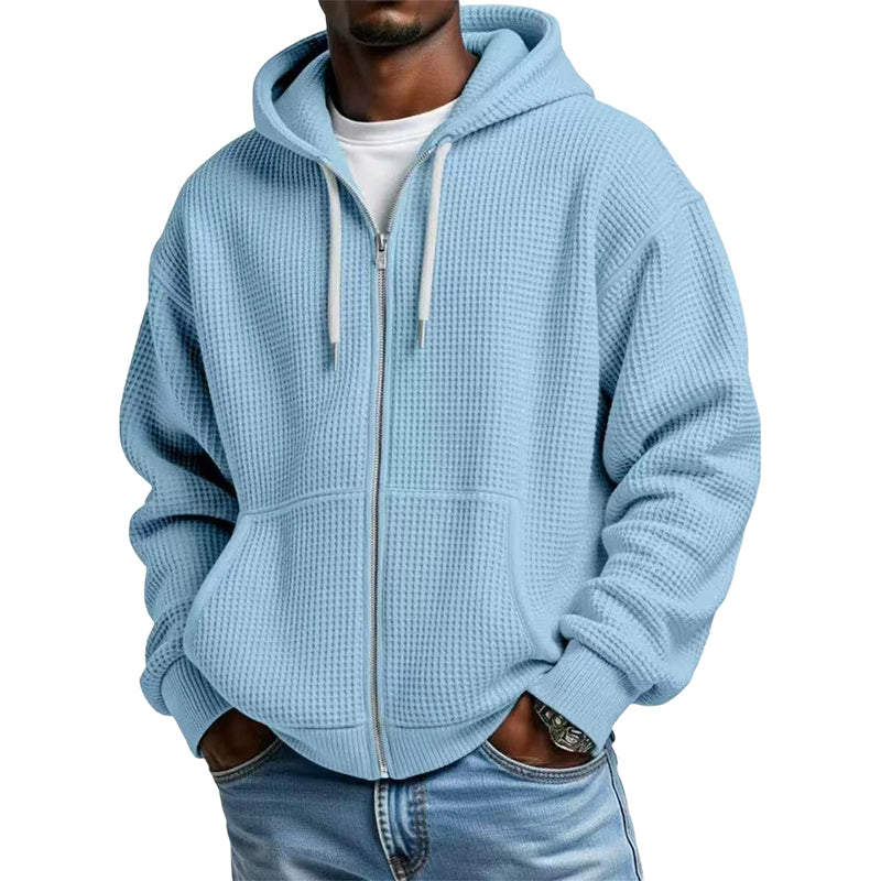 Sudadera Waffle con Capucha y Cierre para Hombre