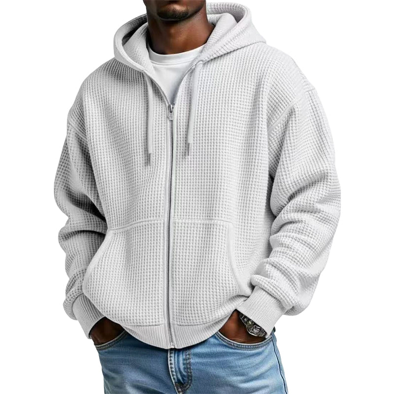 Sudadera Waffle con Capucha y Cierre para Hombre