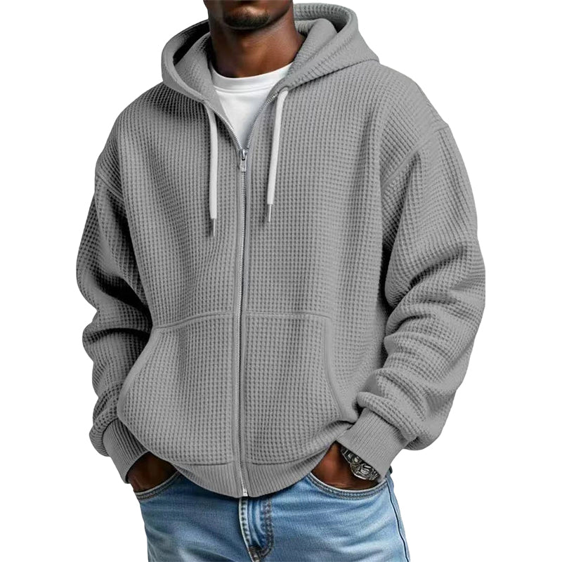 Sudadera Waffle con Capucha y Cierre para Hombre