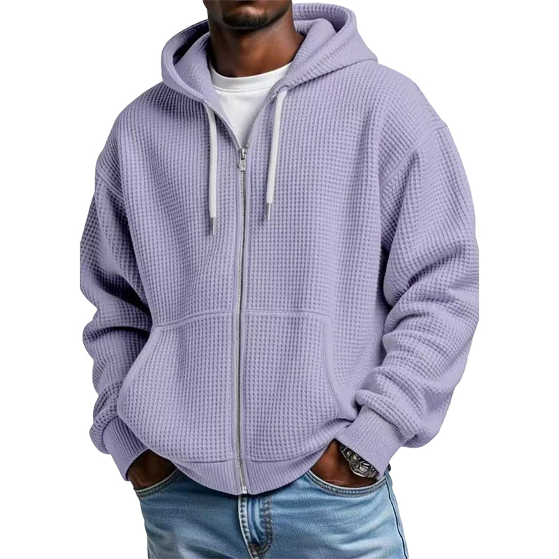 Sudadera Waffle con Capucha y Cierre para Hombre
