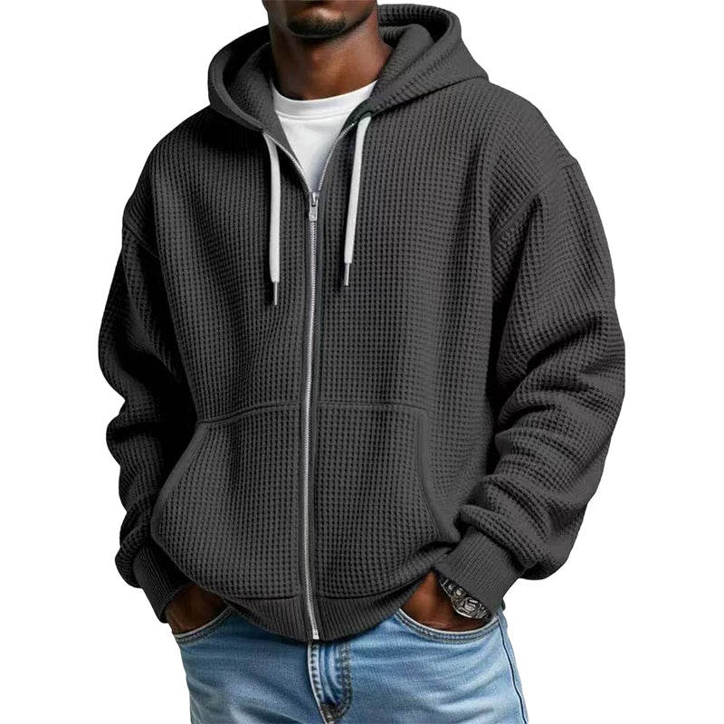 Sudadera Waffle con Capucha y Cierre para Hombre