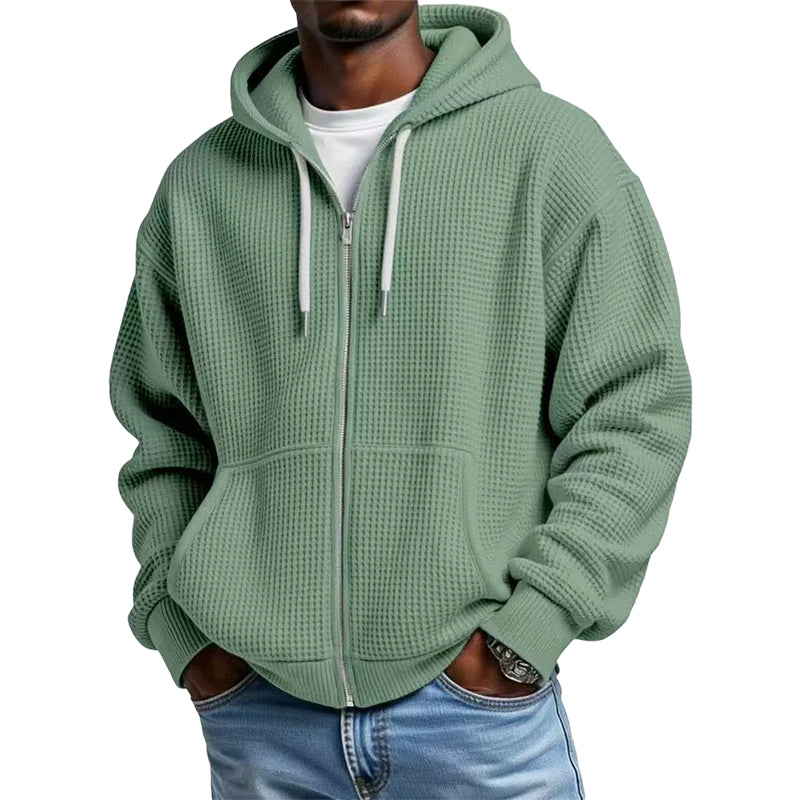 Sudadera Waffle con Capucha y Cierre para Hombre