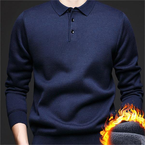 Suéter Camisero con Solapa para Hombre Acolchado