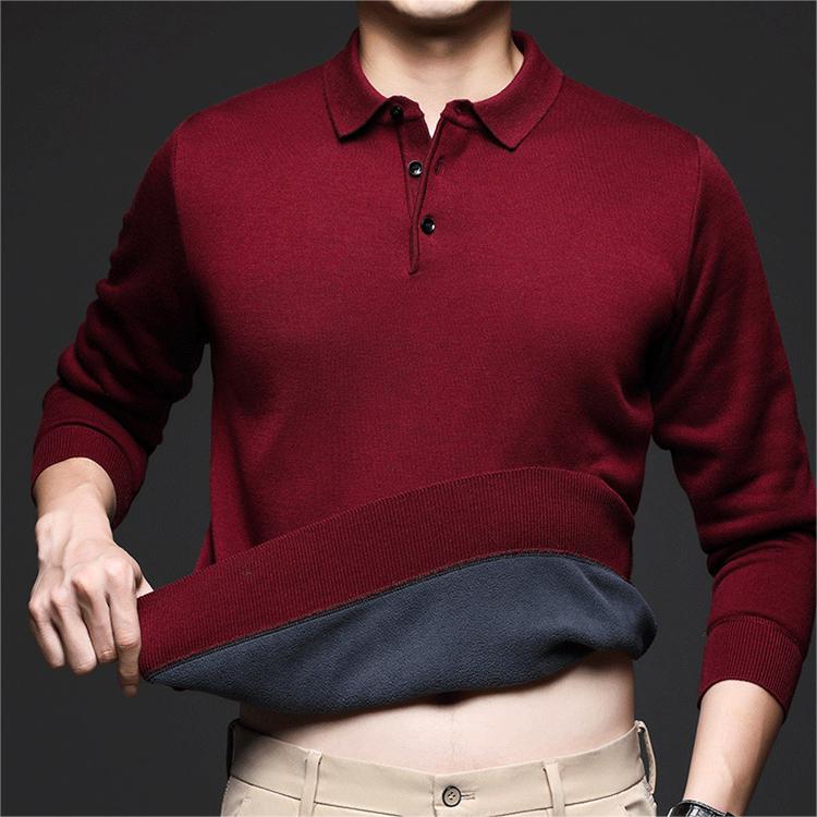 Suéter Camisero con Solapa para Hombre Acolchado