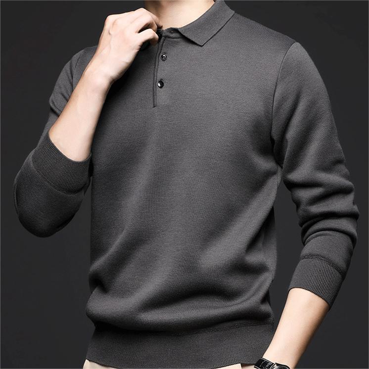 Suéter Camisero con Solapa para Hombre Acolchado