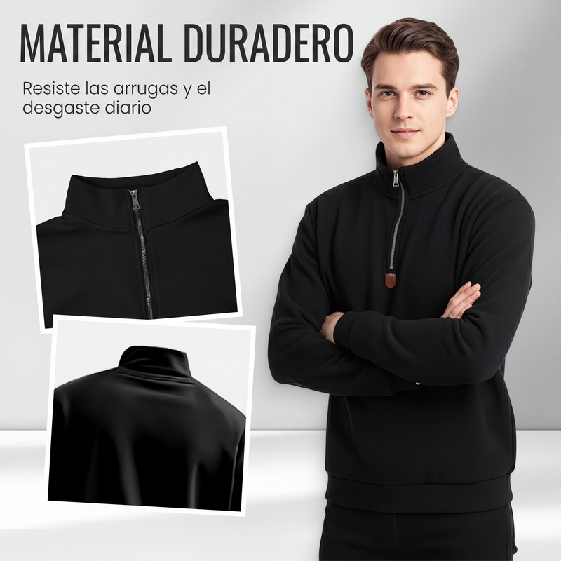 Suéter de Cuello Alto con Media Cremallera para Hombre