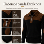 Suéter de Punto con Media Cremallera y Detalles de Pana para Hombre
