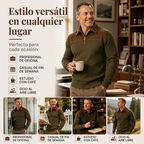Suéter de Punto con Media Cremallera y Detalles de Pana para Hombre