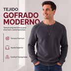 Suéter de Punto Waffle para Hombre Cuello Redondo