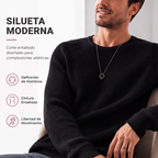 Suéter de Punto Waffle para Hombre Cuello Redondo