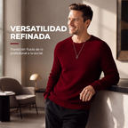 Suéter de Punto Waffle para Hombre Cuello Redondo