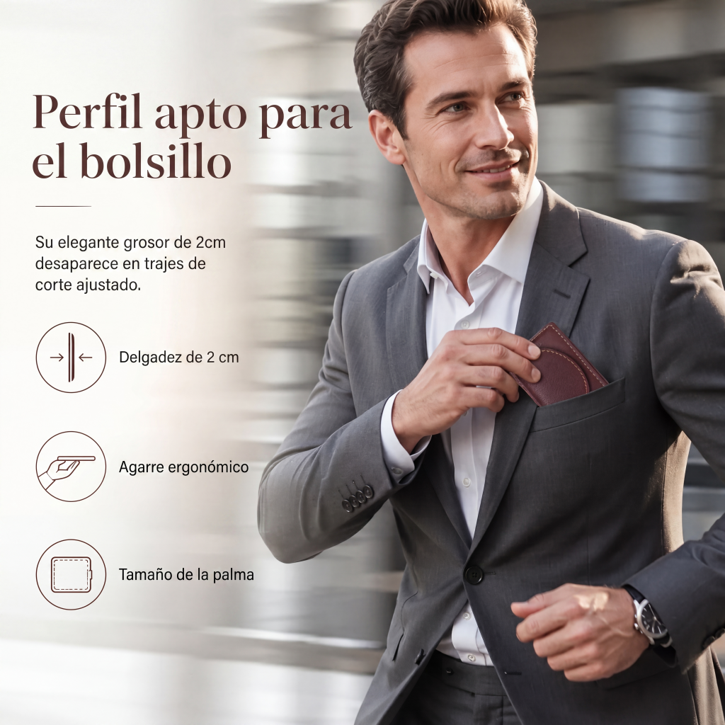Tarjetero Delgado para Hombre con Cierre Magnético