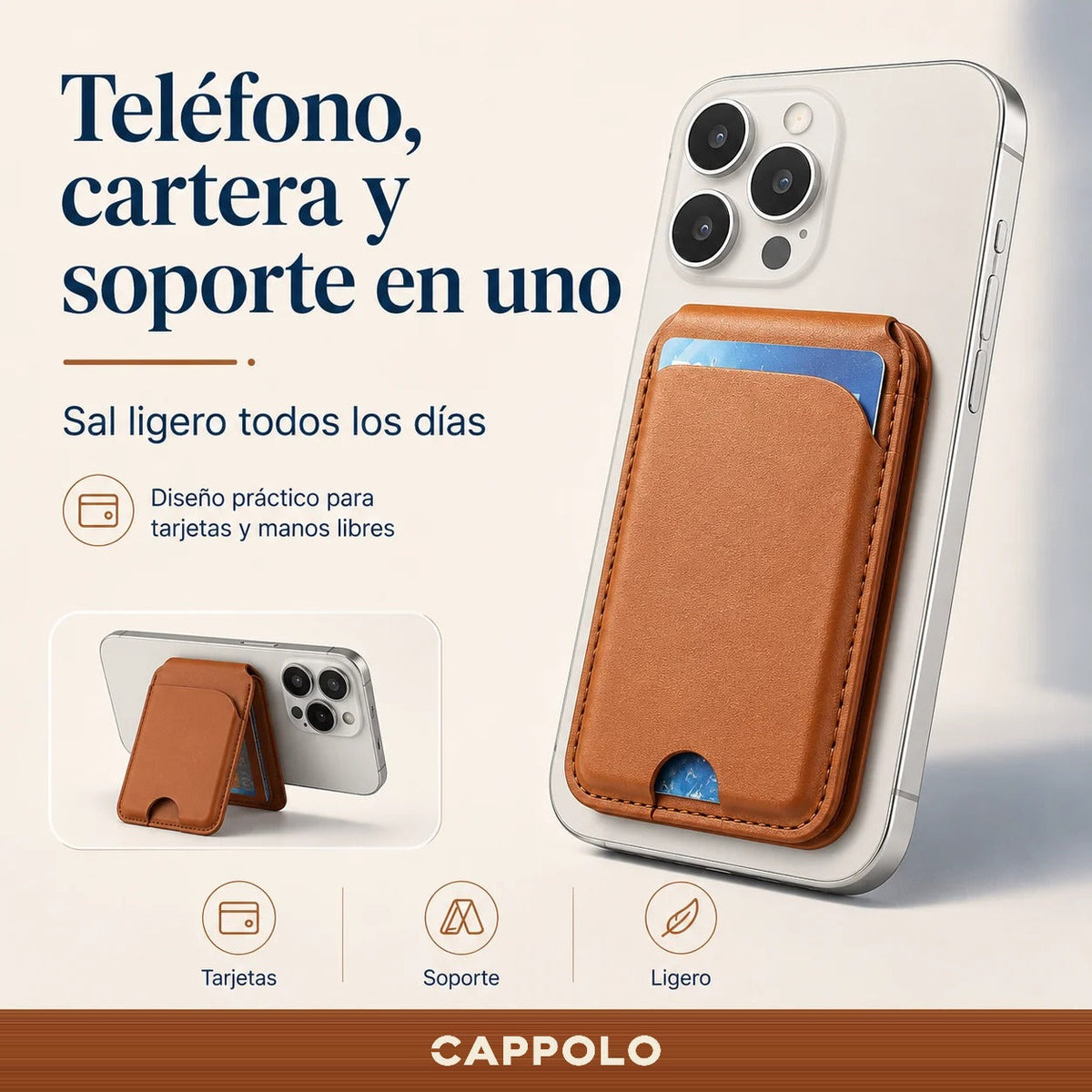 Tarjetero Magnético para Celular con Soporte Plegable