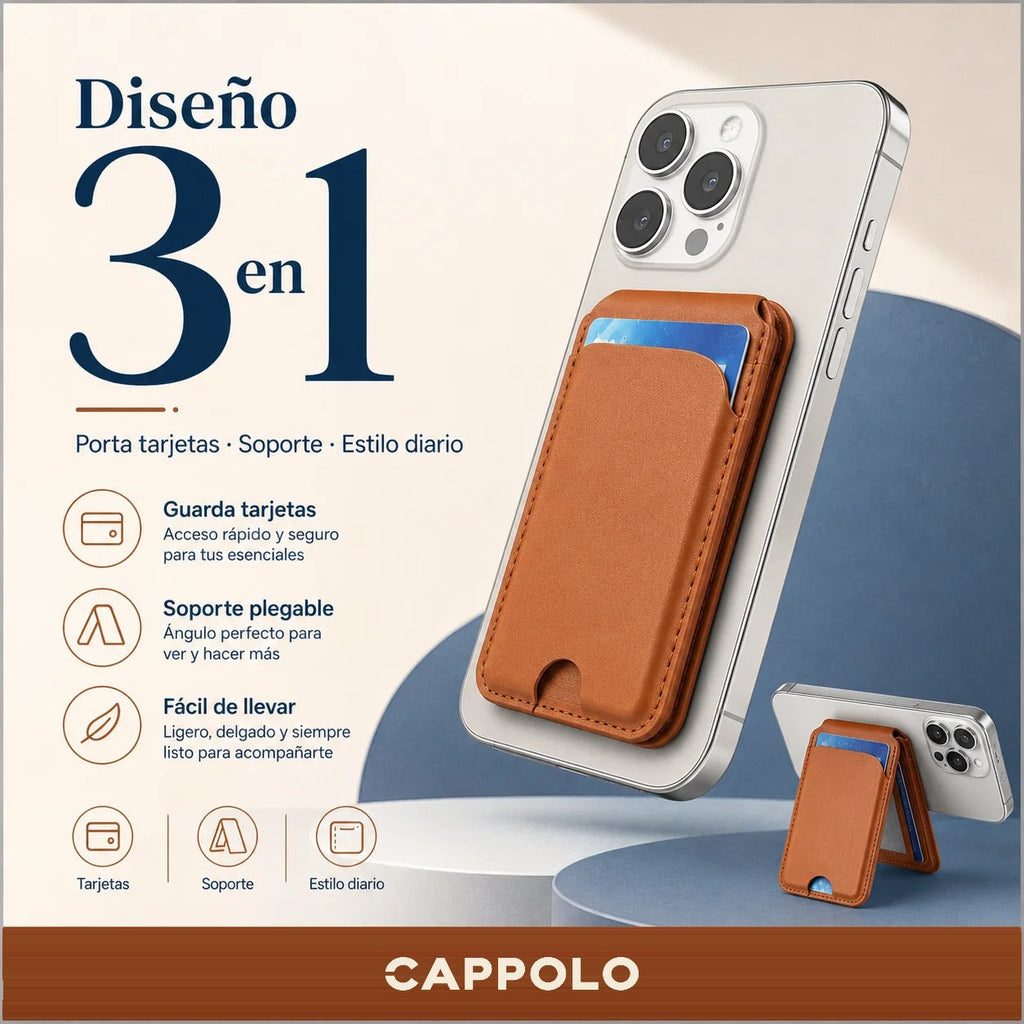 Tarjetero Magnético para Celular con Soporte Plegable