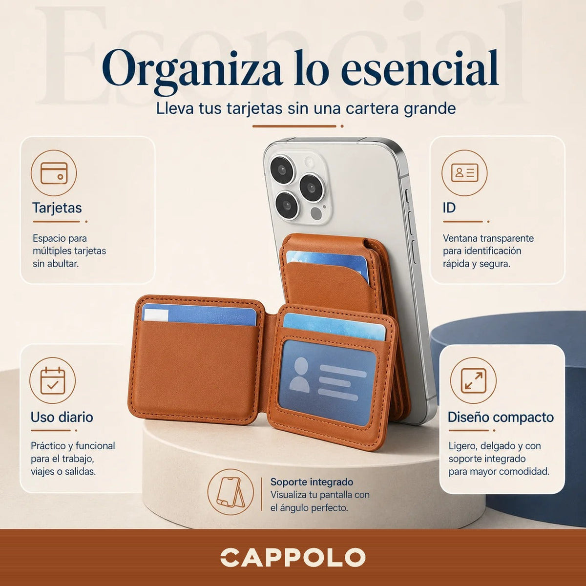 Tarjetero Magnético para Celular con Soporte Plegable