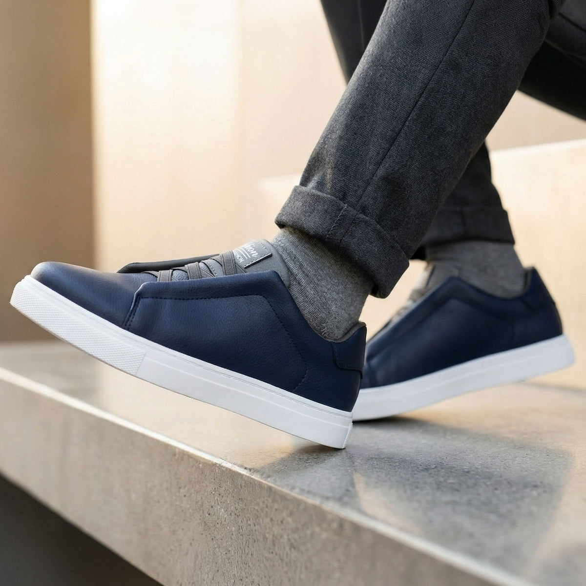 Enzo Leather-Effect Minimal Sneaker