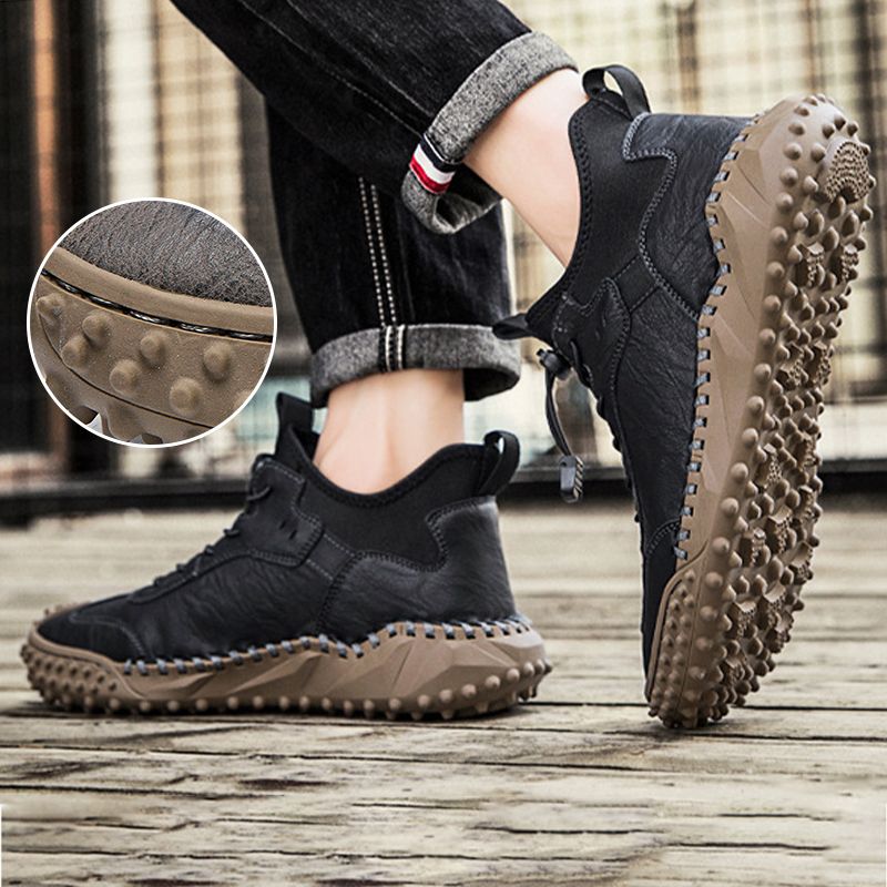 Tenis de Piel Cosidos a Mano para Hombre Todo Terreno