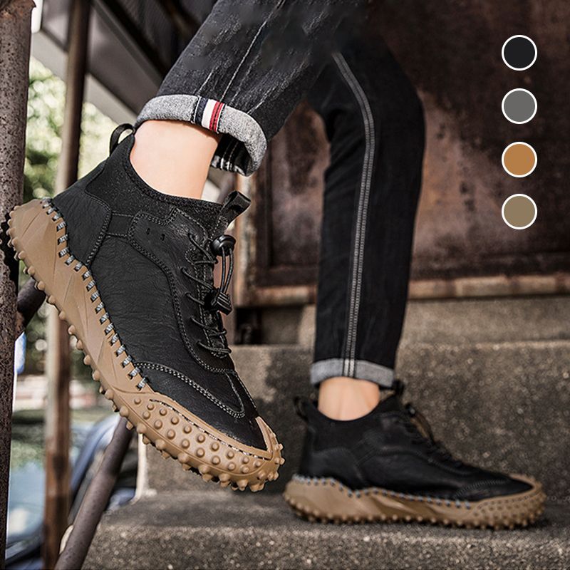 Tenis de Piel Cosidos a Mano para Hombre Todo Terreno