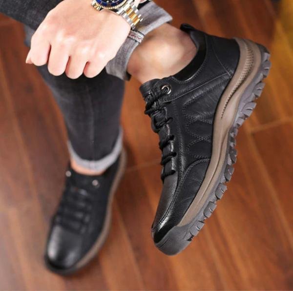 Zapatos Casuales de Cuero Cosidos a Mano para Hombre