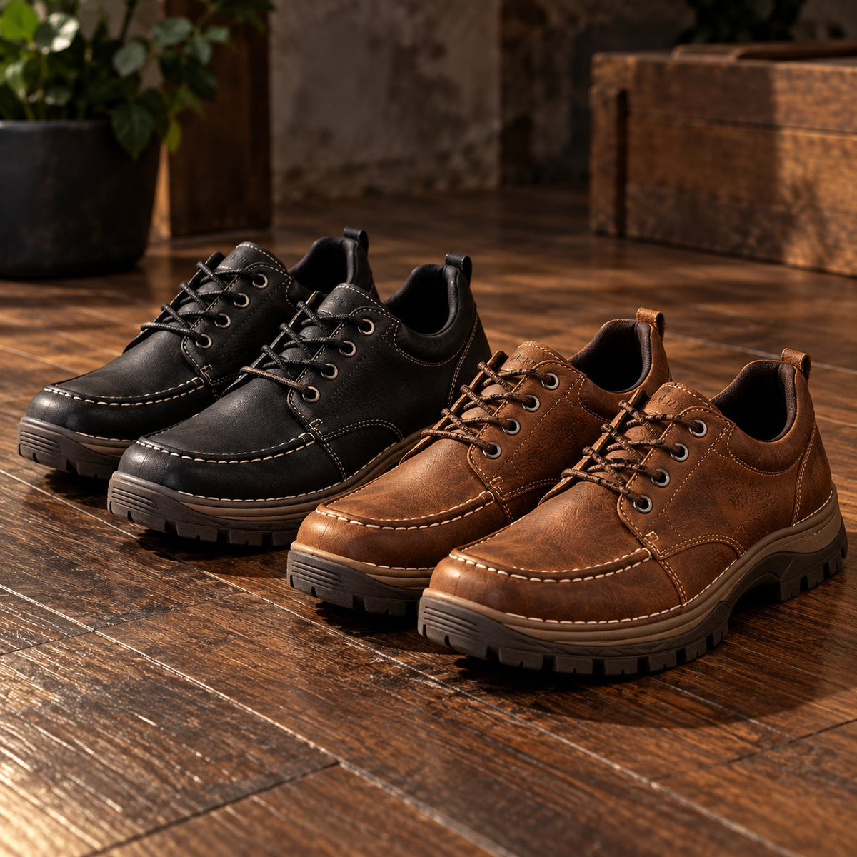 Zapatos Casuales de Cuero Cosidos a Mano para Hombre